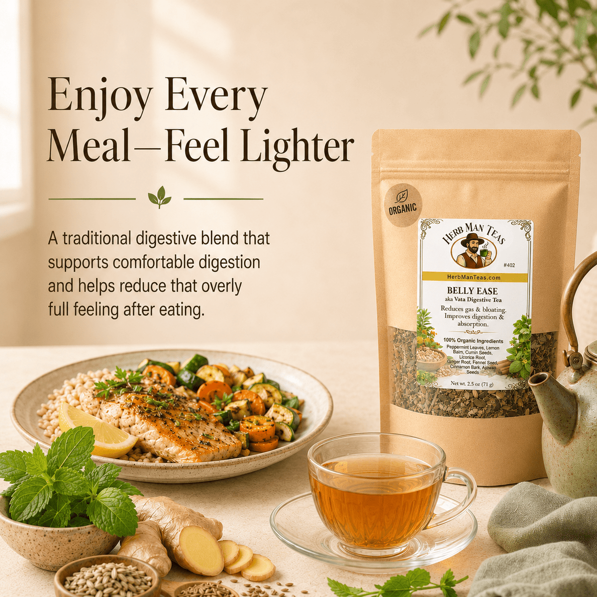 BELLY EASE DIGESTIVE TEA - Herb Man Teas