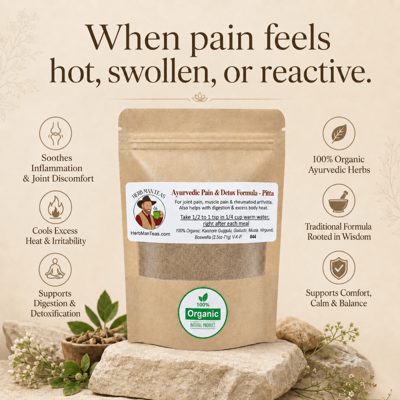 PAIN AND DETOX FORMULA - Pitta Version - Herb Man Teas