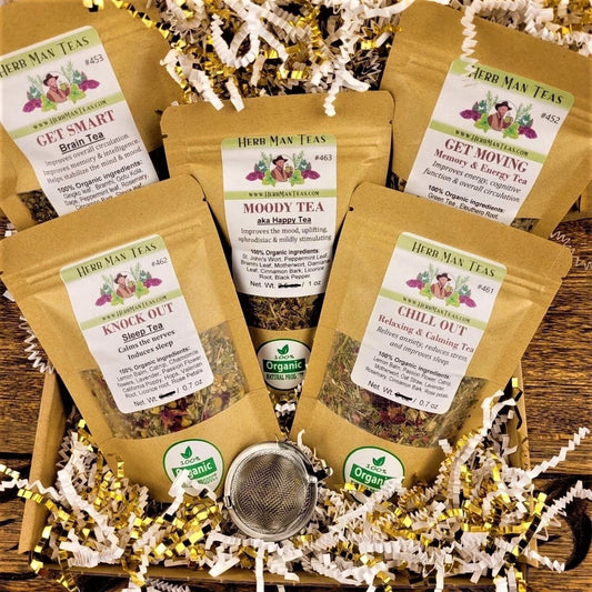 5 TEA SAMPLE SET with gift wrapping - Herb Man Teas