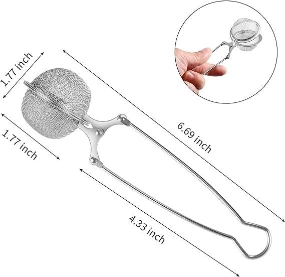 Stainless Steel Snap Ball Tea Strainer - Tea Infuser Filter with Handle