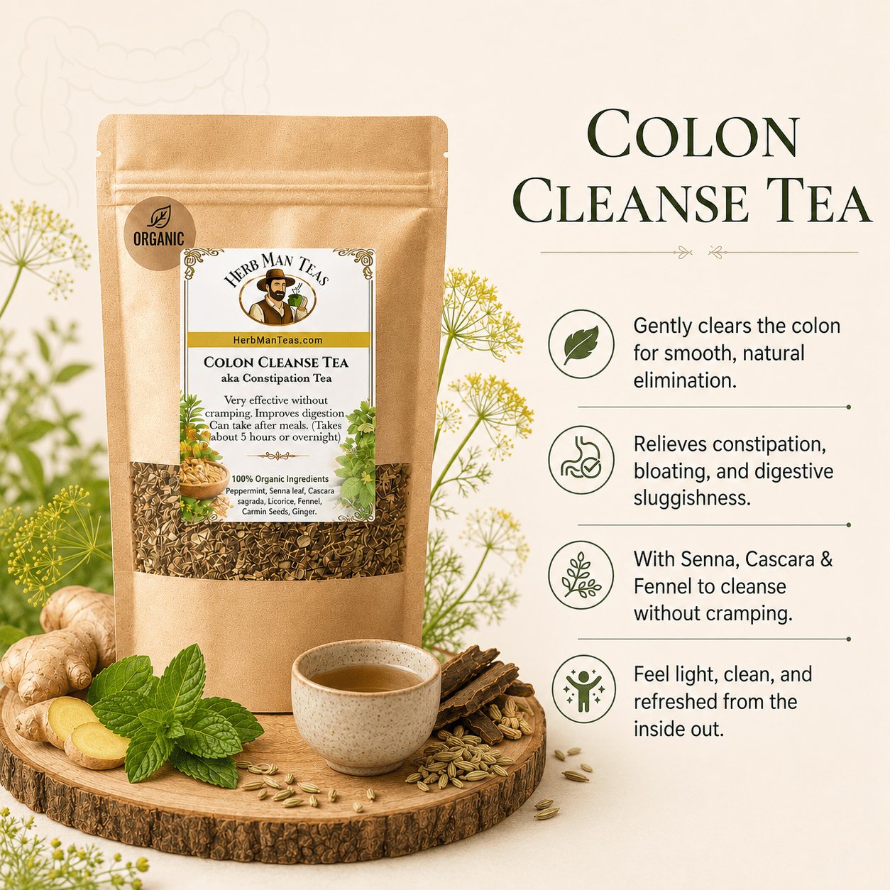 COLON CLEANSE TEA - Herb Man Teas