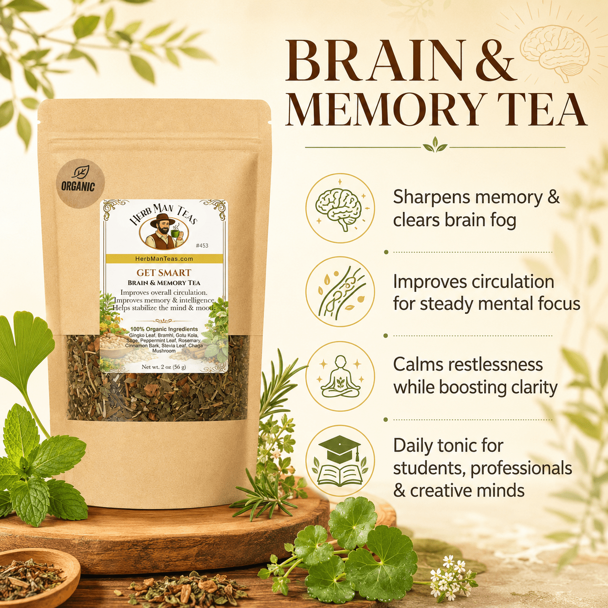 GET SMART BRAIN TEA - Herb Man Teas