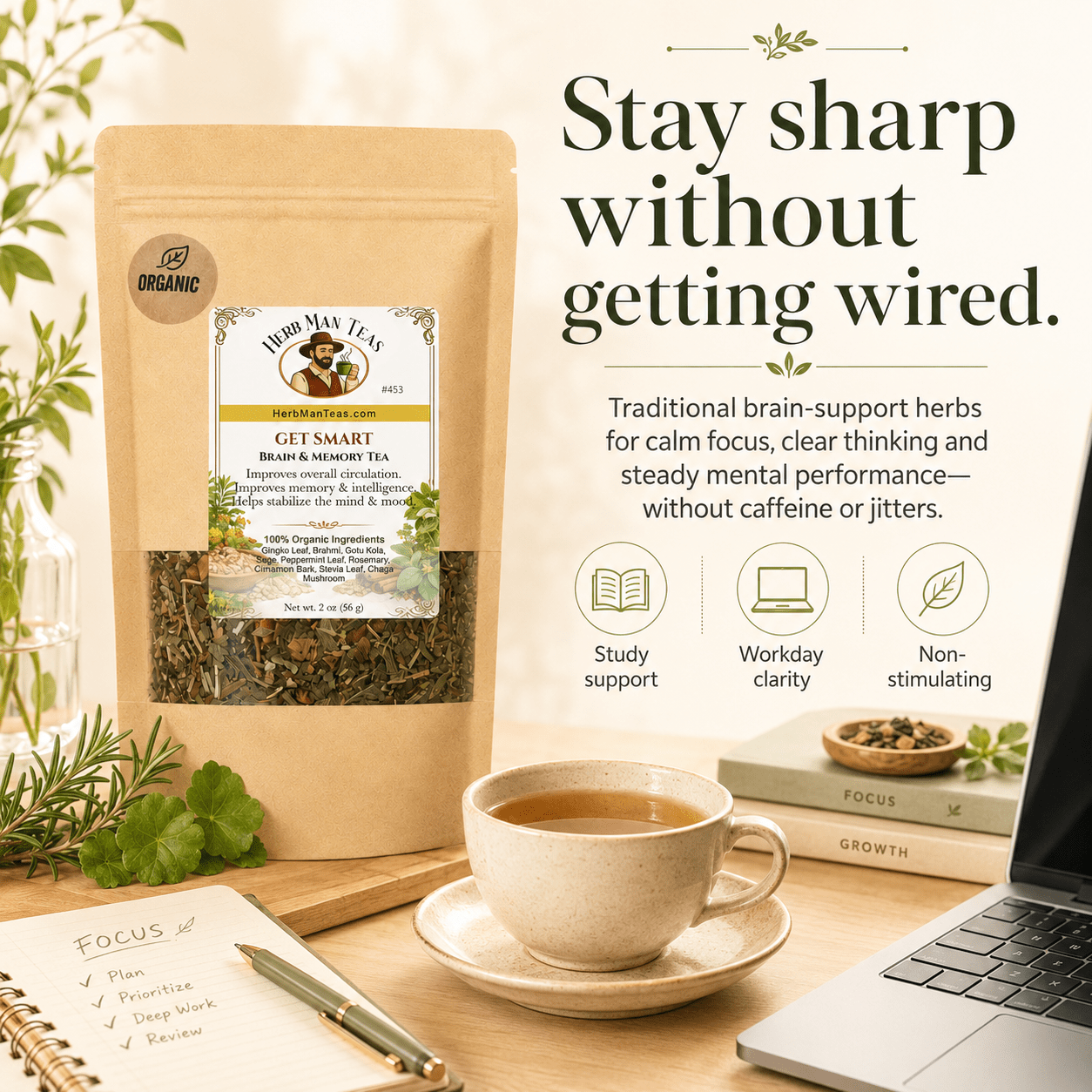 GET SMART BRAIN TEA - Herb Man Teas