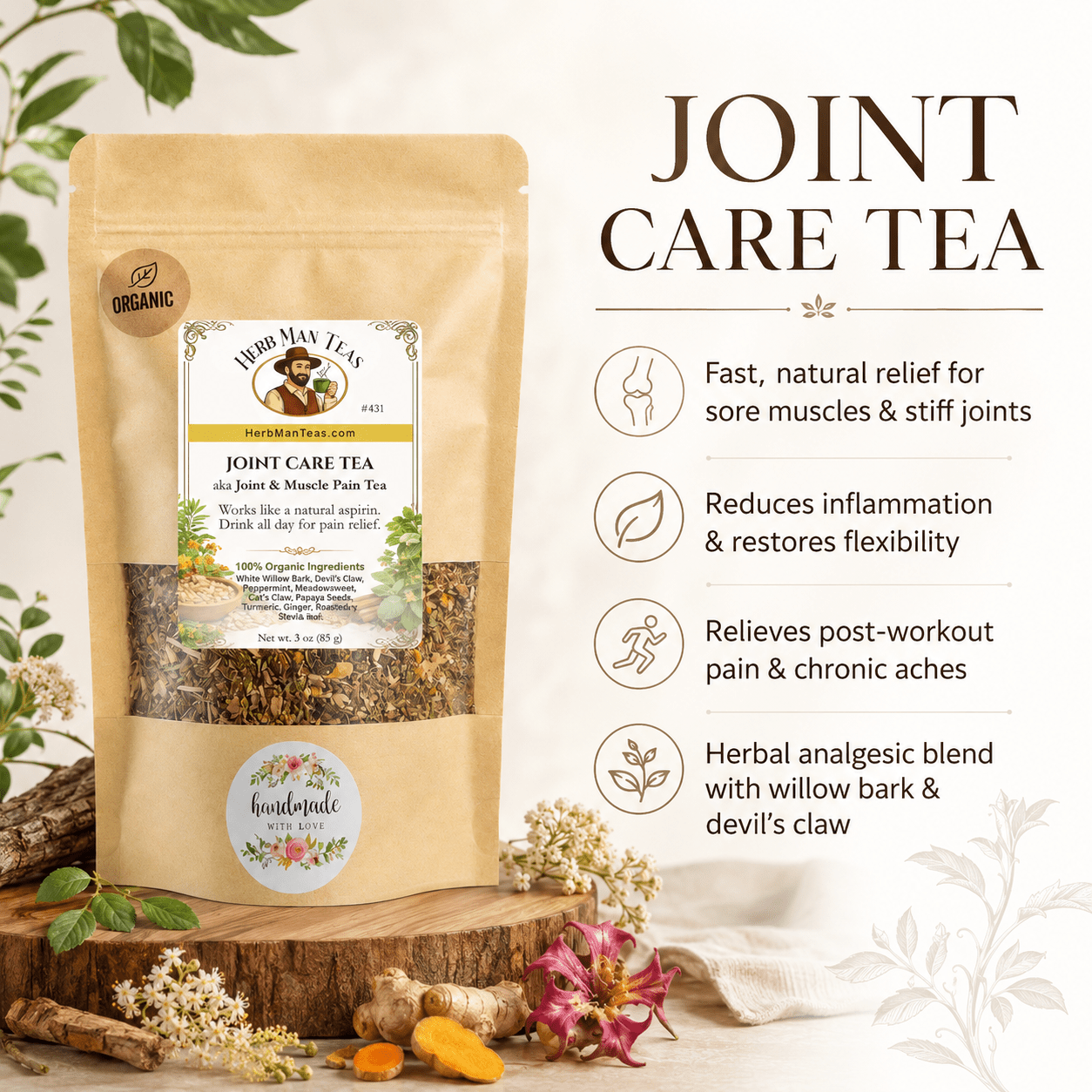 JOINT & MUSCLE PAIN TEA - Herb Man Teas