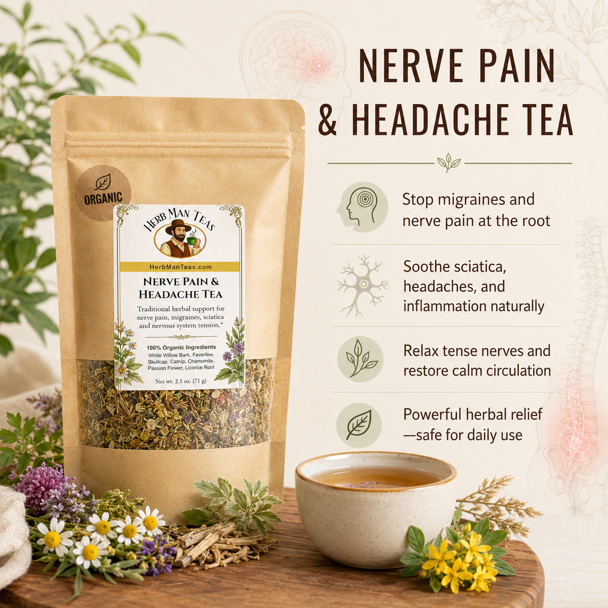 NERVE PAIN  & HEADACHE TEA