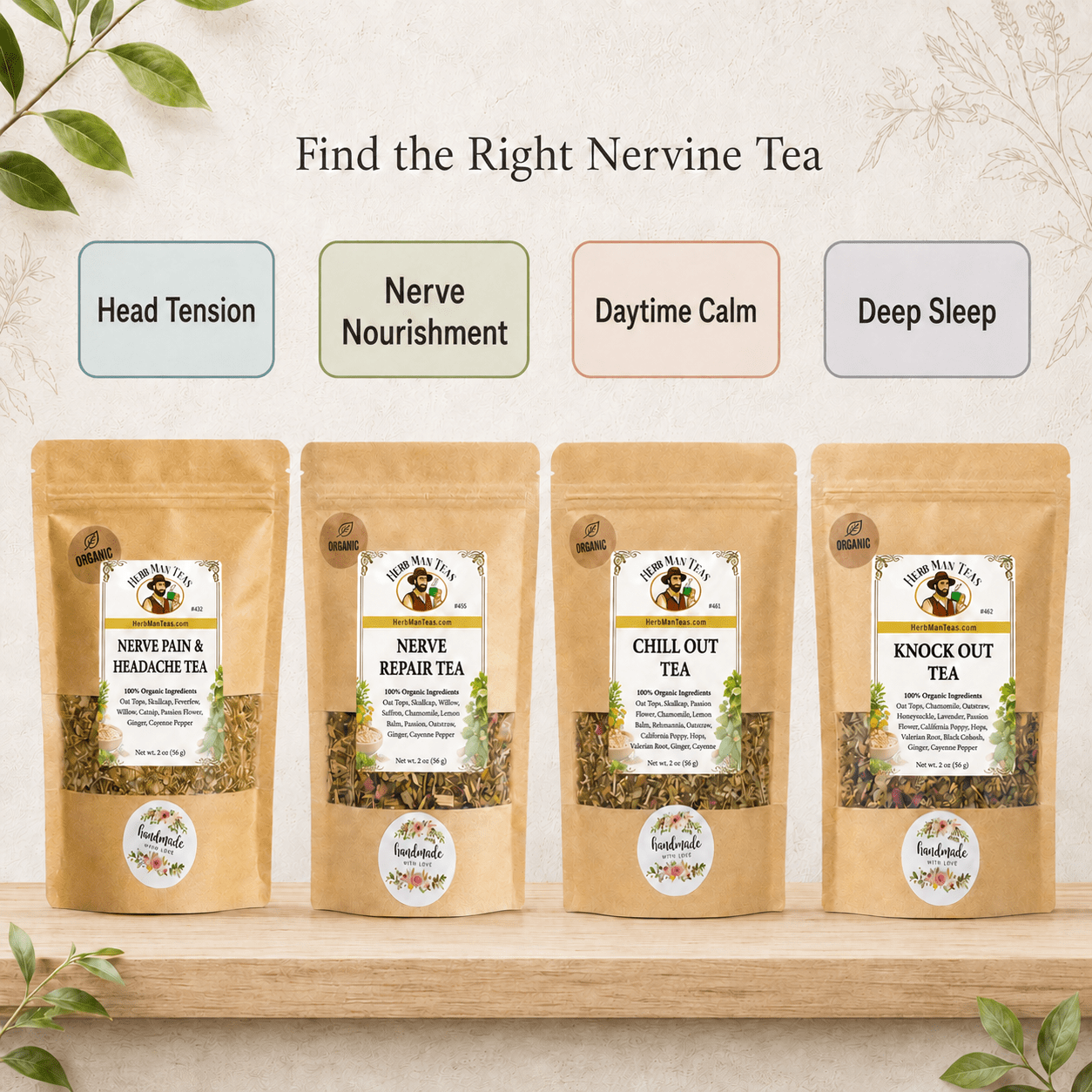 NERVE PAIN & HEADACHE TEA - Herb Man Teas