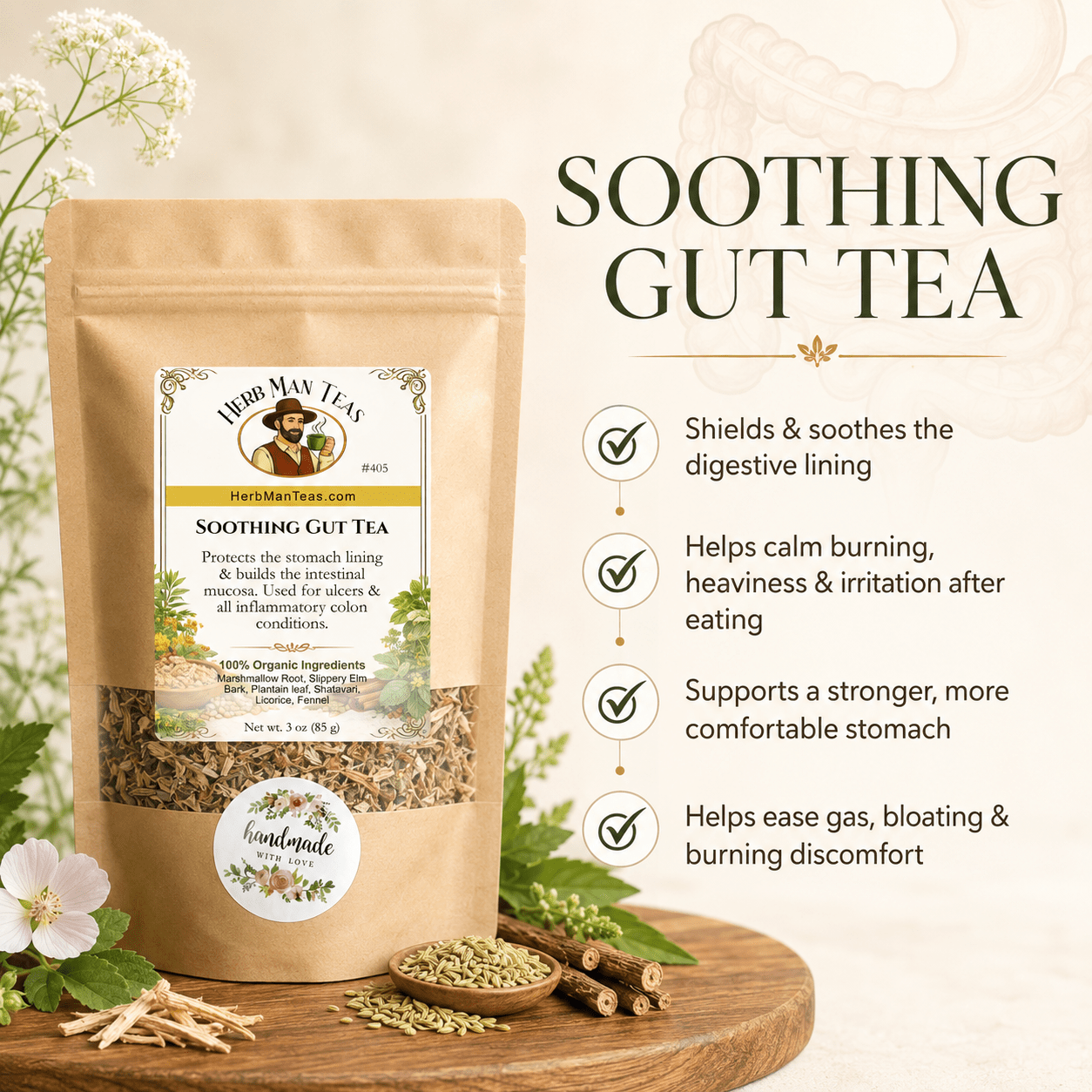SOOTHING GUT TEA - Herb Man Teas