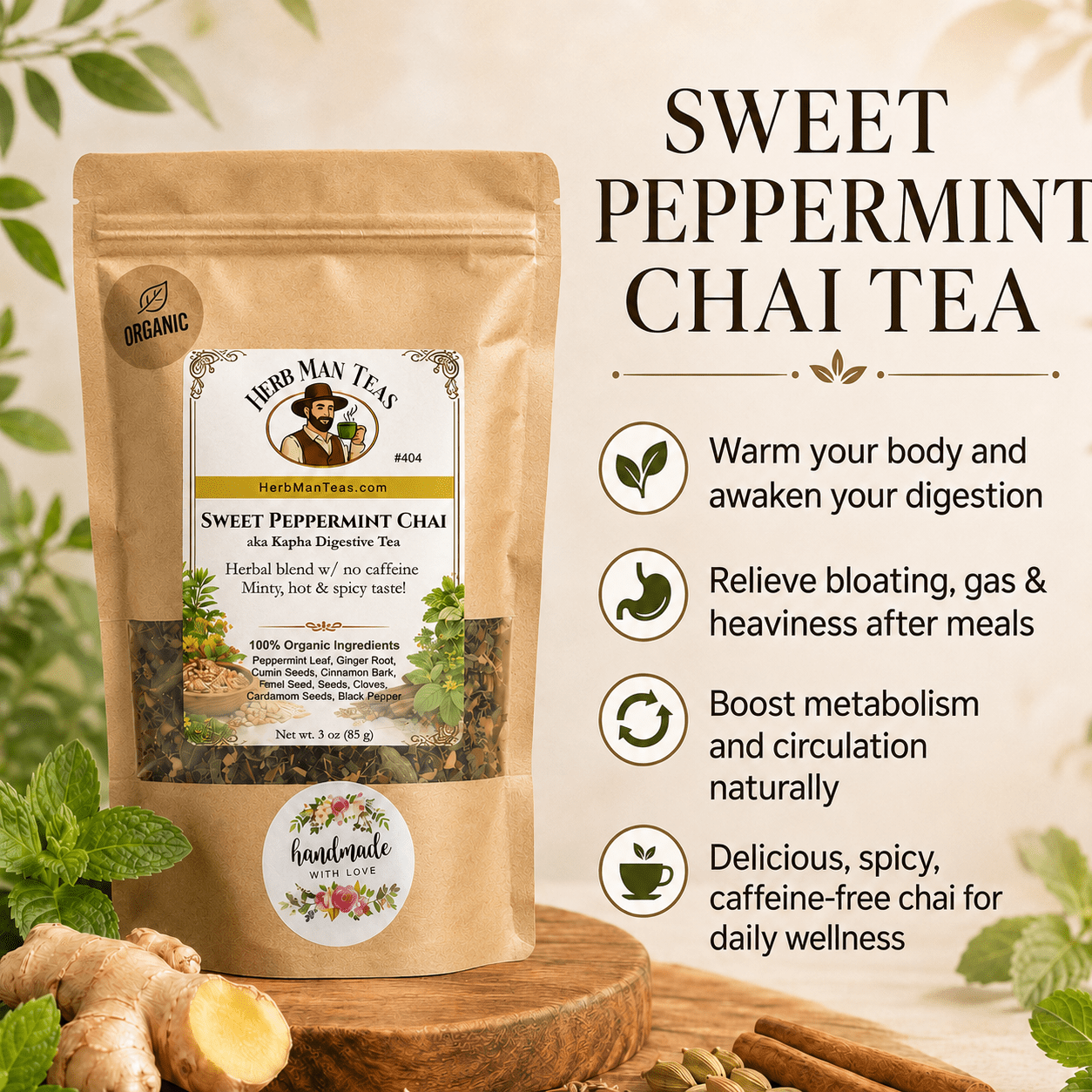SWEET PEPPERMINT CHAI TEA - Herb Man Teas